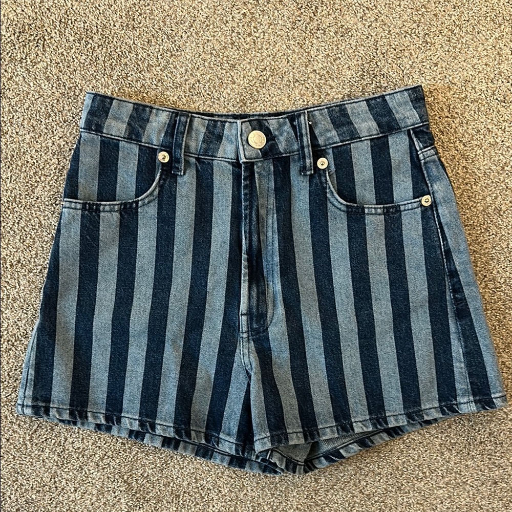 Striped Denim Women's Shorts
